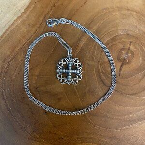 RETIRED James Avery Ornate Beaded Jerusalem Cross Necklace, Sterling Silver